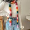 Regenbogenfarbene lange schmale Schals Harajuku-Stil Streifen Schal All-Match Y2K Gestreifter Schal Mädchen