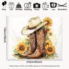 2D Vintage Western Cowboy Hat & Boots Backdrop Sunflower Themed Party Photography Background