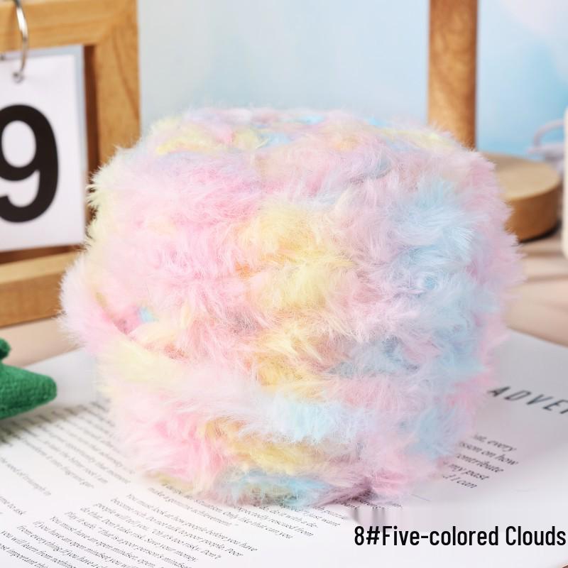 Gradient Dyed Faux Fur Hand-Spun Mink Velvet Yarn – Perfect for DIY Chunky Scarves and Hats