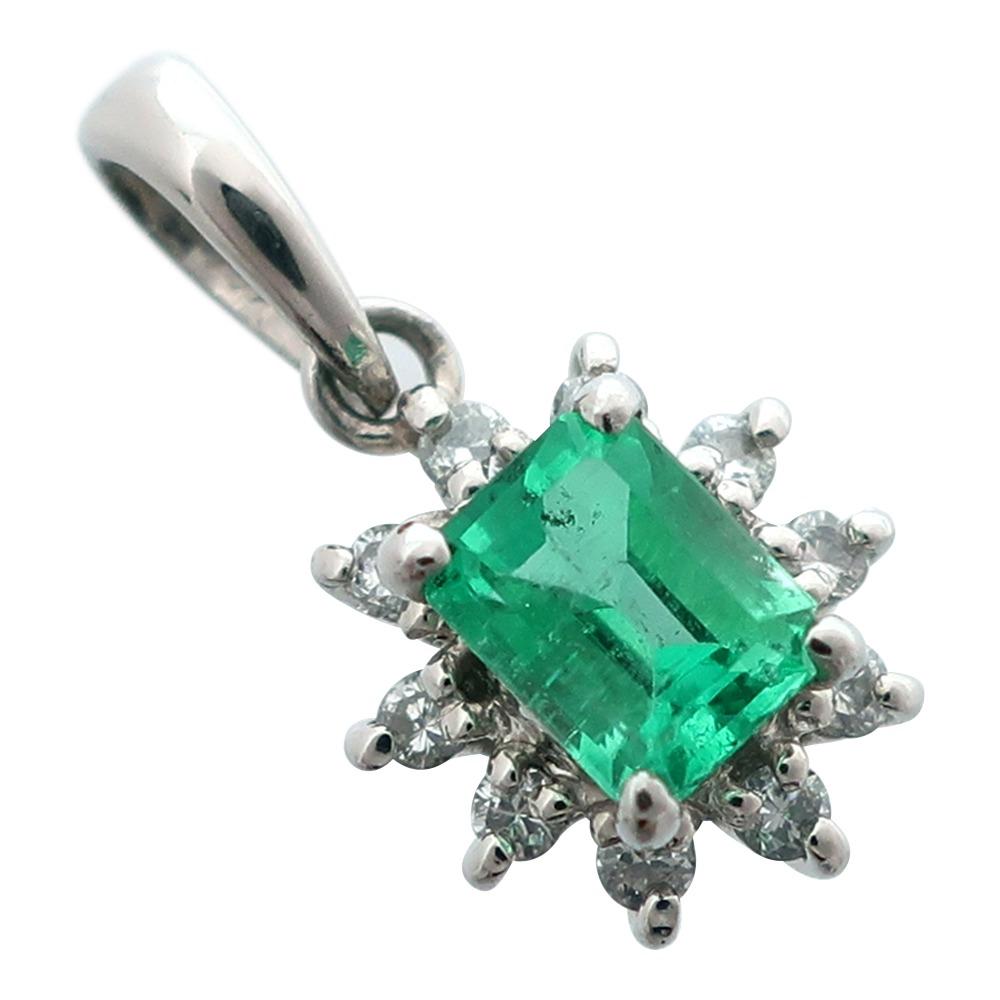 

Pendant top Pt900Platinum/Emerald/diamond 1.1g Women Used