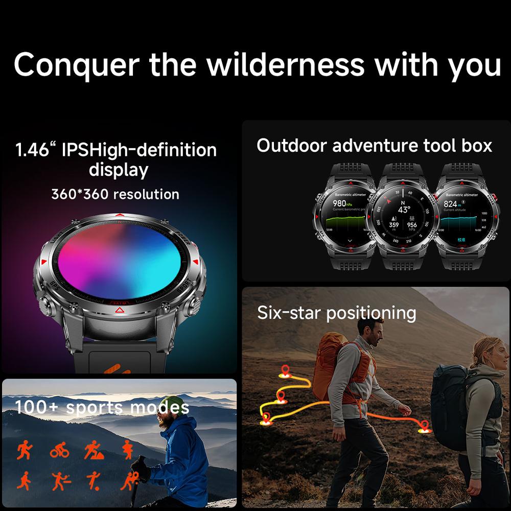 New Military Bluetooth Talk Smartwatch Men 2.01"  Screen 5ATM Waterproof Dual Frequency GPS Outdoor Sports Smartwatch