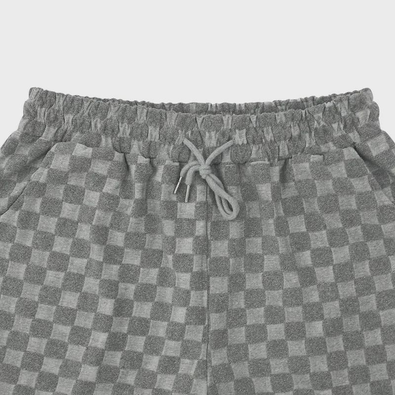 2024 Men's Jacquard Plaid Short-Sleeve T-Shirt and Loose Fit Casual Shorts Set