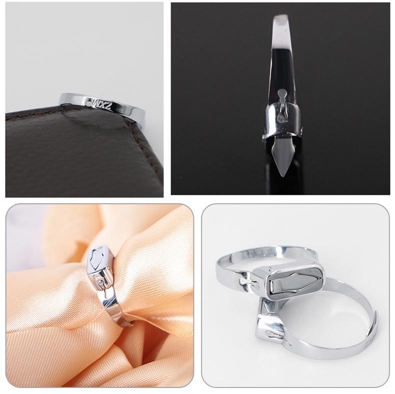 Adjustable Silver Titanium Steel Geometric Hidden Blade Self-Defense Ring