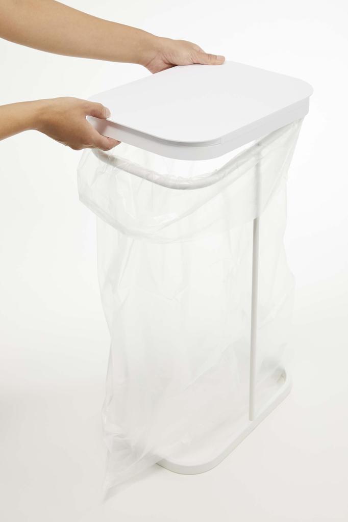 Yamazaki Jitsugyo 4907 Separated Garbage Bag Luce Trash Wide Easy To Take Out Garbage Bags Side-Opening Holder, White, Approx. W22XD34XH56cm, Can,
