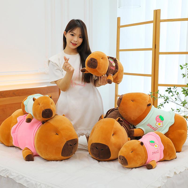 Strawberry Plush Capybara Toy Cartoon Animal Stuffed Doll Decoration Kids Gift