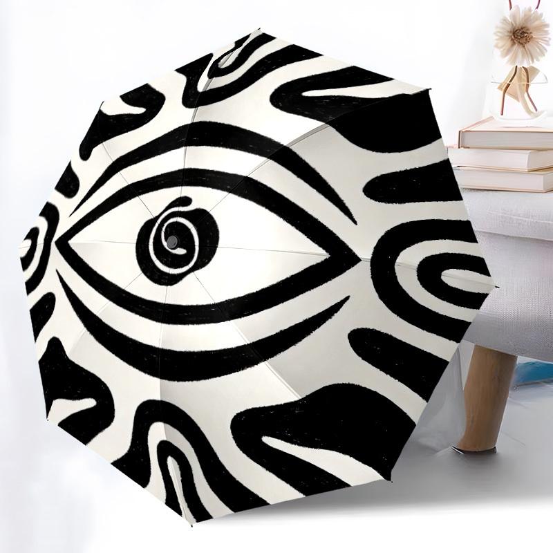 1pc Eye Pattern Automatic Open/close Umbrella, 8-Rib Sturdy Structure, Auto Folding/Opening, Portable Travel Umbrella for Women,063