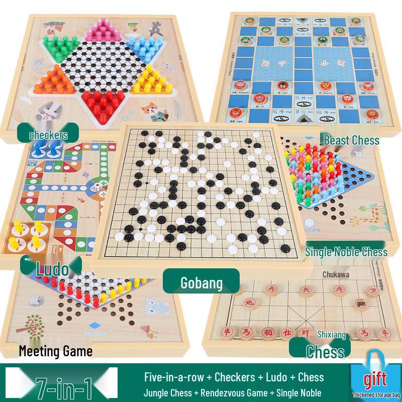 Magnetic 5-in-1 Game Board: Go, Five-in-a-Row, Flying Chess, Checkers, Chinese Chess - Educational Fun for Kids