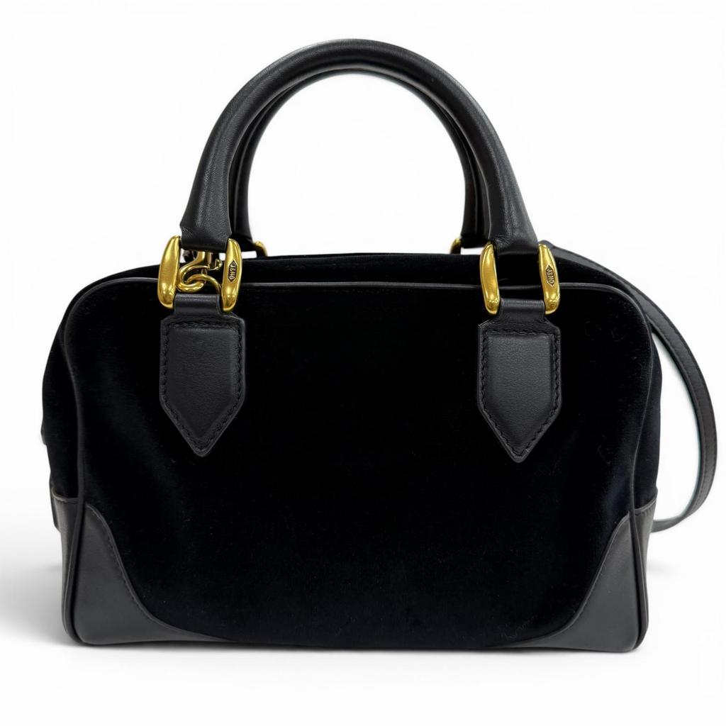 Great J&M Davidson Handbag Black Velor Women Used