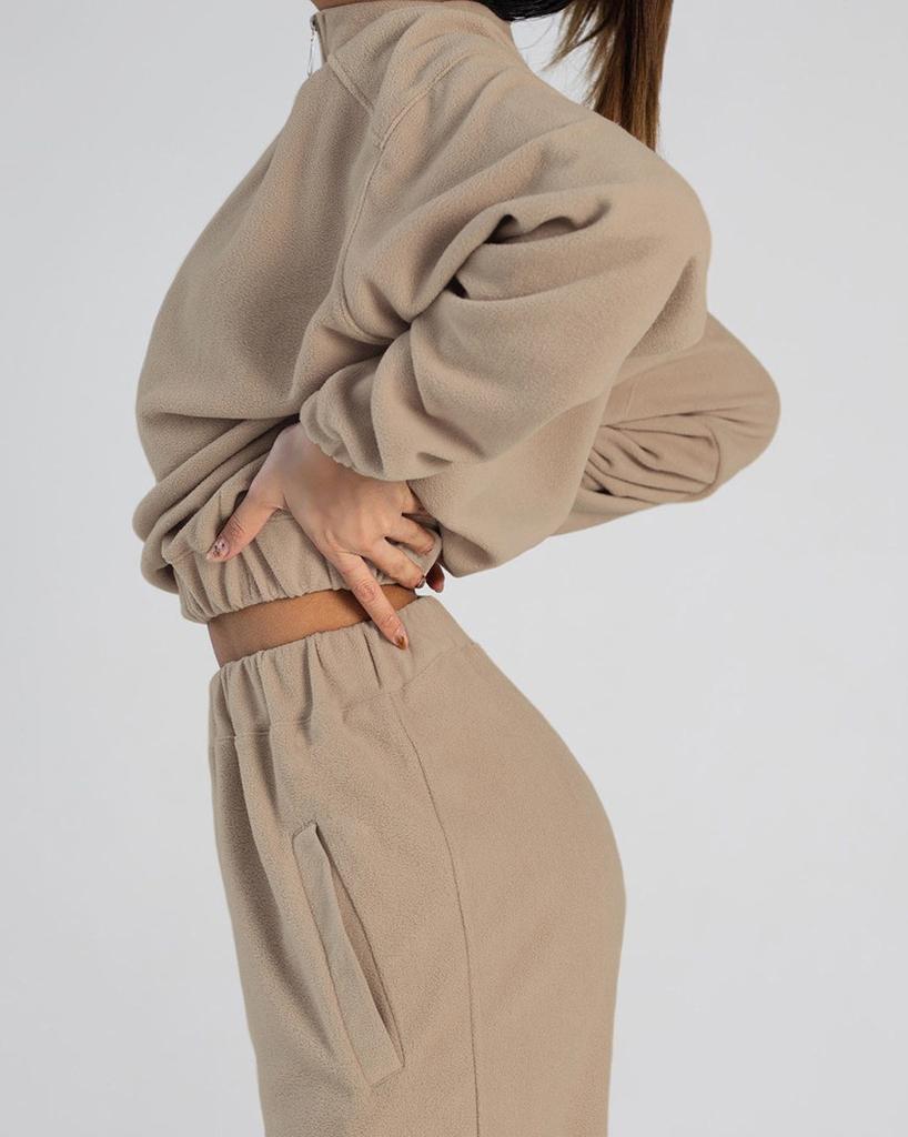 Women's 2 Piece Hooded Sweatsuit Set Casual Zip Up Hoodie and Lounge Pants Tracksuit Loose Knit Fall Winter Outfit