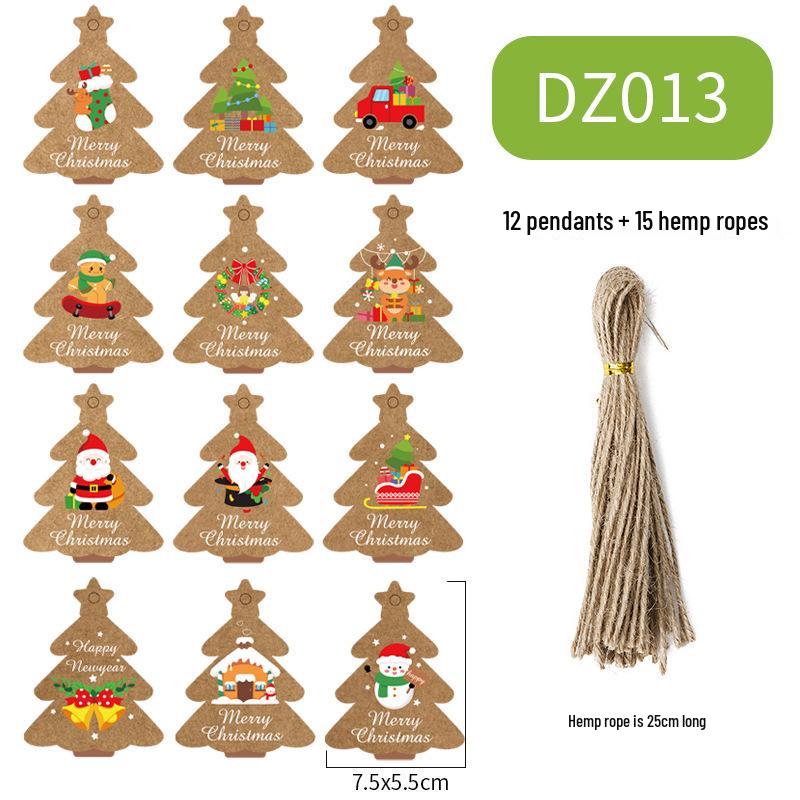 Christmas Ornaments: Santa, Snowman, Reindeer, Sleigh, Small Pendants, Kraft Paper DIY Accessories