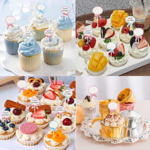 nalaina Happy Birthday Cake Toppers (20 pieces), Handwritten Birthday Cake Insert Cards, DIY Birthday Cake Decorations, Happy Birthday Cake Decoration