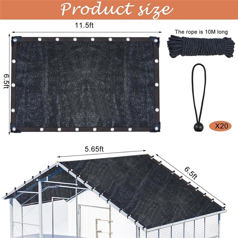 Telo Copertura Ombreggiante A27F-Protezione UV 90% Per Estate Per Gabbia Pollaio 11,5 X 6,6 Piedi Con 20 Pezzi Corde Elastiche a Sfera