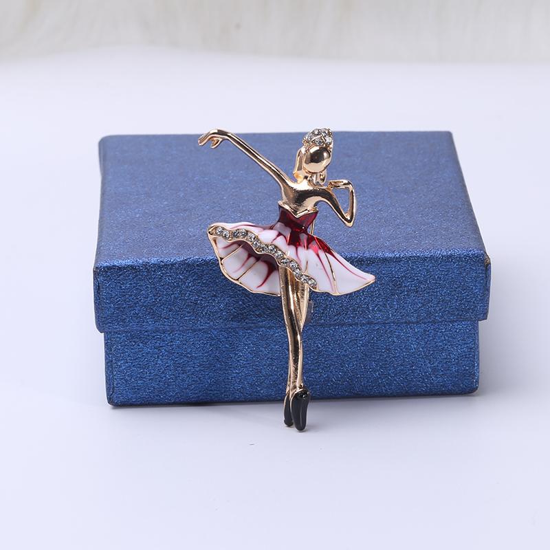 Fashion Rhinestone Dancing Girl Brooches for Women Enamel Character Pin Event Party Gift Backpack Decoration Clothes Accessories