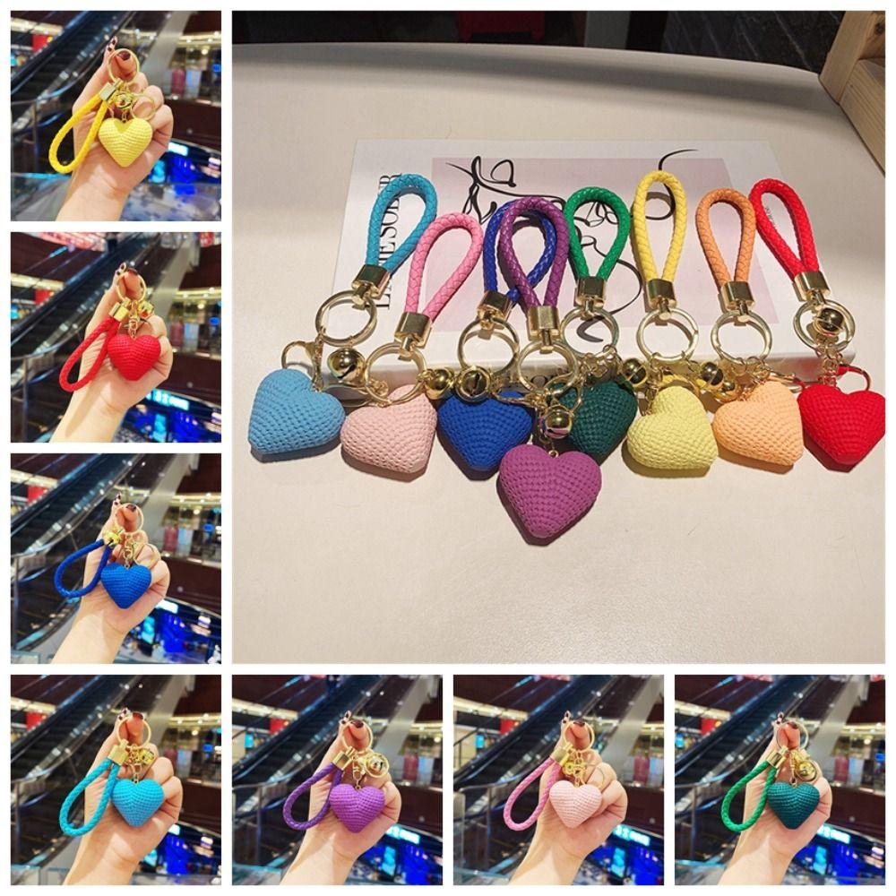 

Resin Leather Rope Colorful Heart Key Chain Leather Colorful Heart Key Ring Phone Accessories