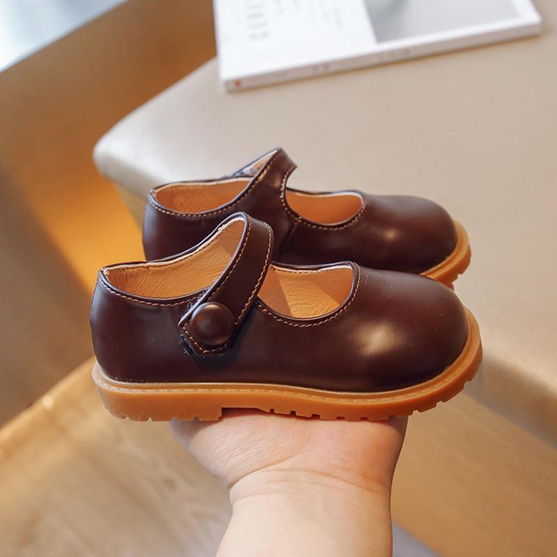 Kids Shoes for Girl Casual Simple PU Leather Shoes Solid Color