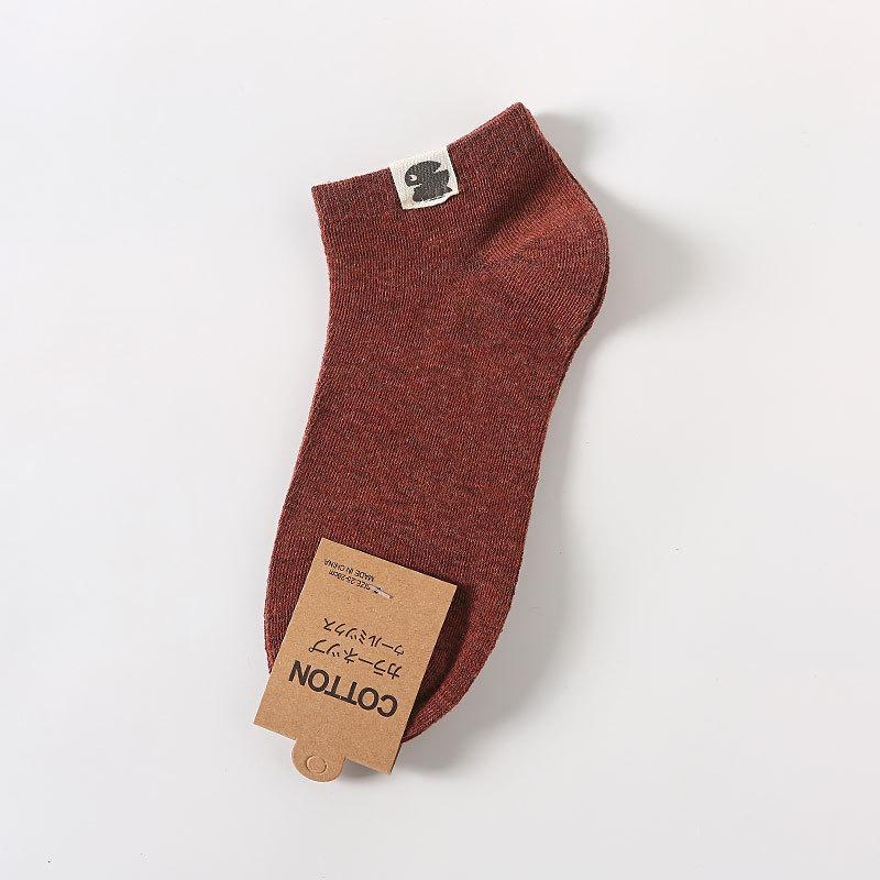 Men Spring and Summer New Retro Cotton Heel Cloth Paste Anti Drop with Solid Color Boat Socks