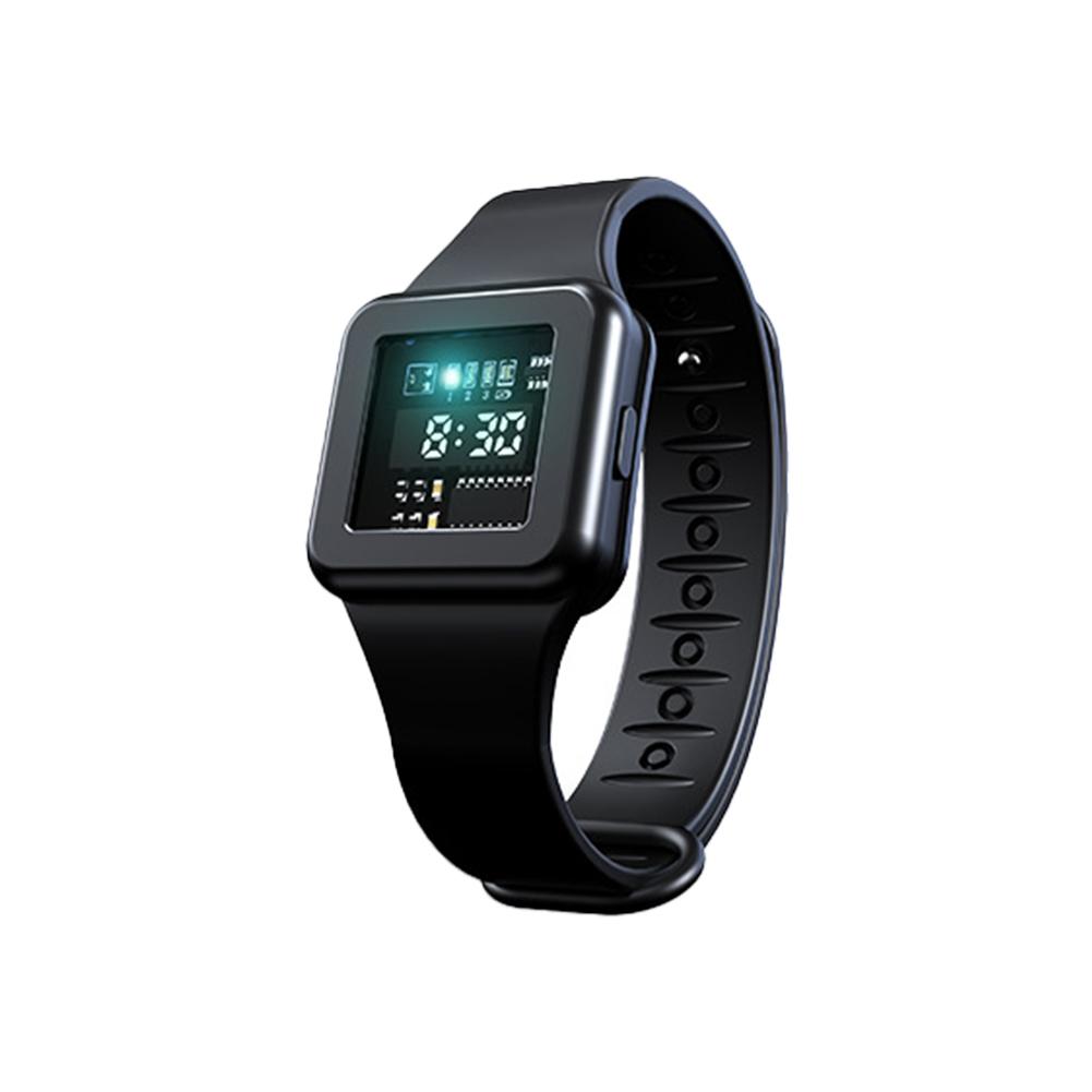 

Портативный ультразвуковой браслет от комаров с дисплеем времени, трехчастотные электронные часы от комаров и насекомых чёрный