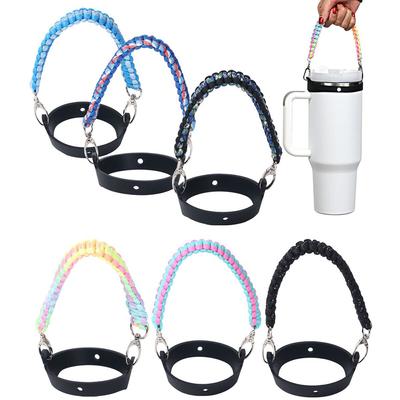 Water Bottle Handle with Strap Woven Rope Handle Compatible with Stanley Water Bottle  Fits Most 8-40oz Bottles Cups for Outdoor