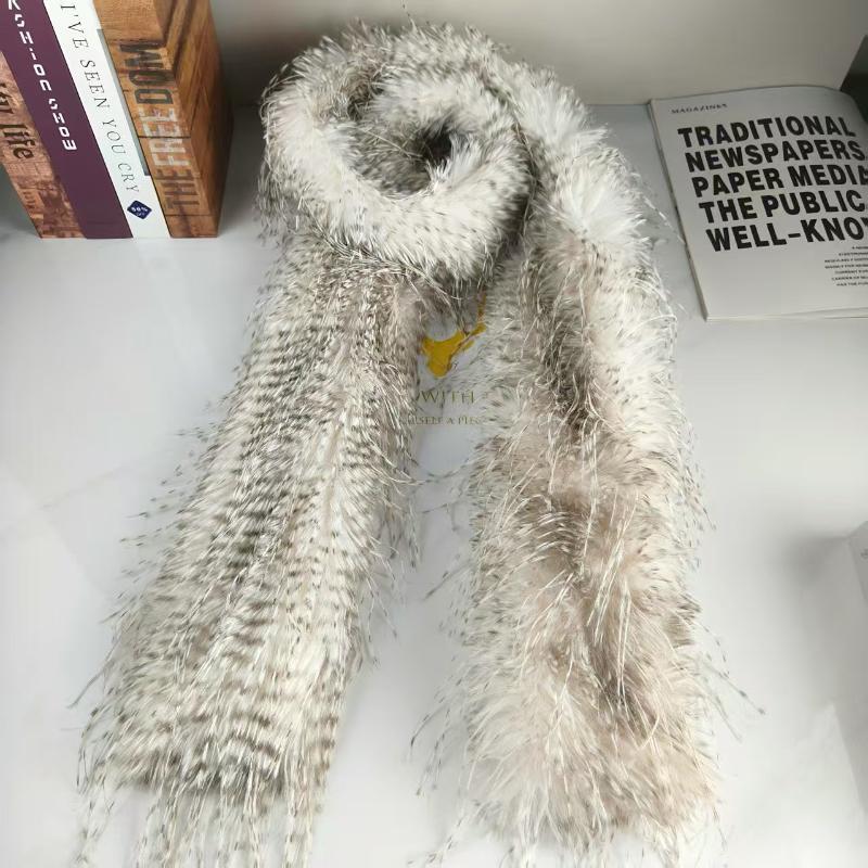 Luxury Plush Long Fluffy Scarf with Tassel Winter Outdoor Warm Versatile Thick Shawl Neckerchief for Women