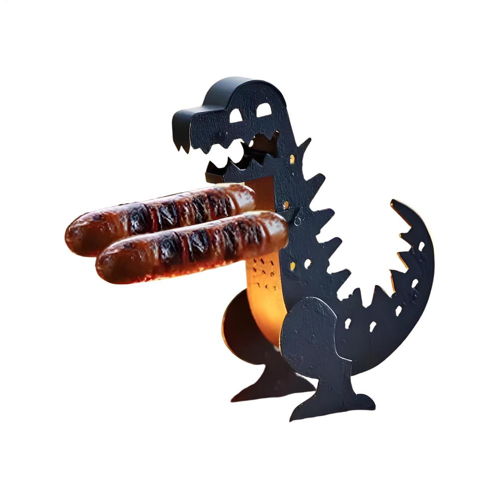 

Dinosaur Shape Funny Hot Dog Roller BBQ Sausage Holder Hot Dog Grill Holder Camping Grilling Cookware Dinosaur Sausage Stand