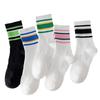 2026 Striped Crew Socks Cotton Korean Style Streetwear Casual Sport for Women Couples Fashion Mid Calf Socks
