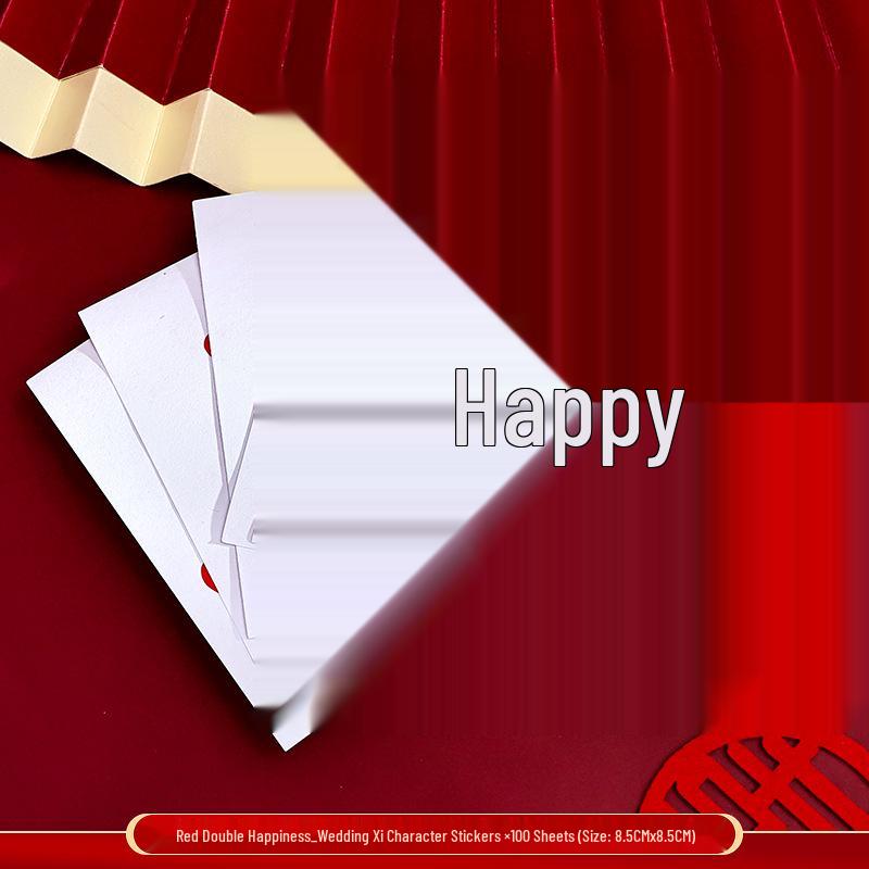 Mini Double Happiness Wedding Stickers - Self-Adhesive Red Seals for Envelopes and Egg Decorations
