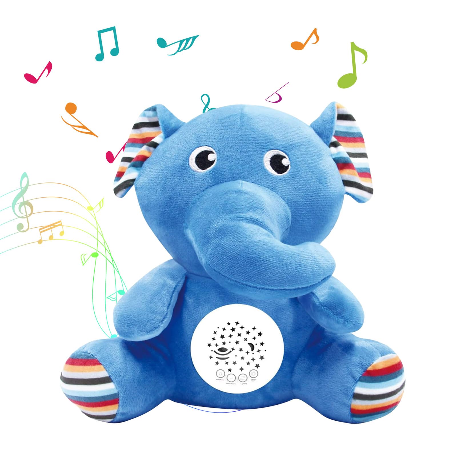 

ROBOT PLAZA Sleep-inducing Stuffed Animal Toy for 3-Year-Olds: Planetarium Melody and Heartbeat (Elephant)