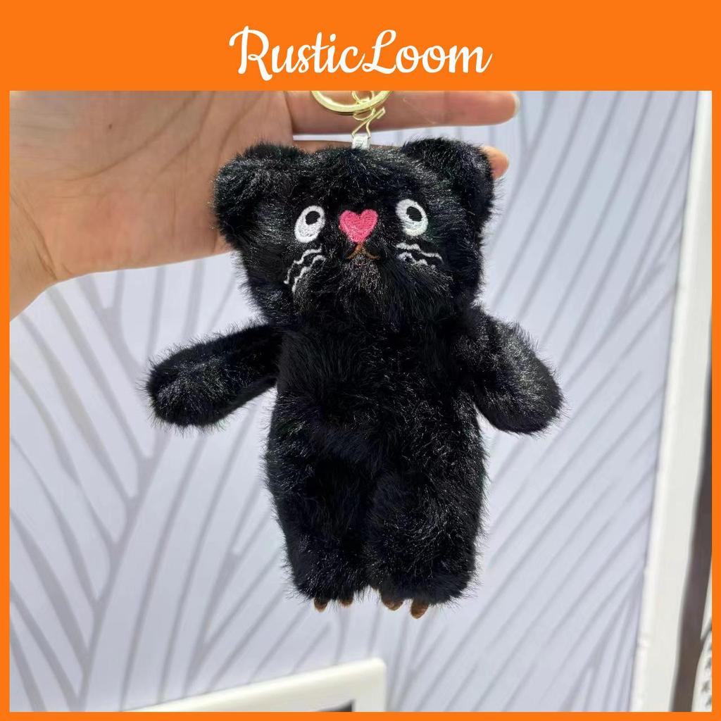 And Delightful Black Pink Cat Plush Doll Keychain With Soft Material For Bag Decorations