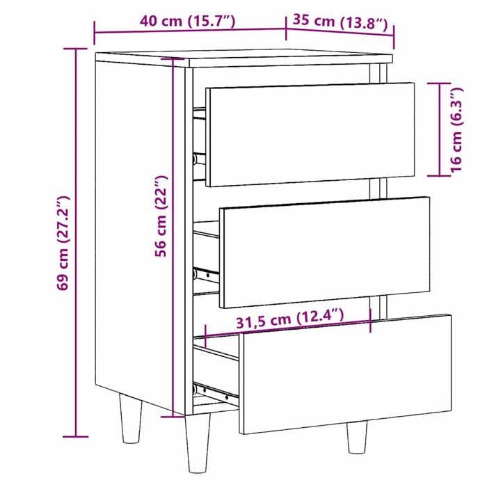VidaXL Bedside Table Old Wood 40x35x69 Cm Engineered Wood, Bedside Furniture, Side Table, Bed Cabinet, Cabinet 856420