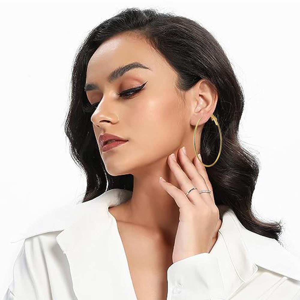 SAUVOO 3 Pairs/Set Metal Hoop Earrings Set 20/30/40mm Big Round Circle Earrings For Women Gold Silver Plated Fashion Jewelry