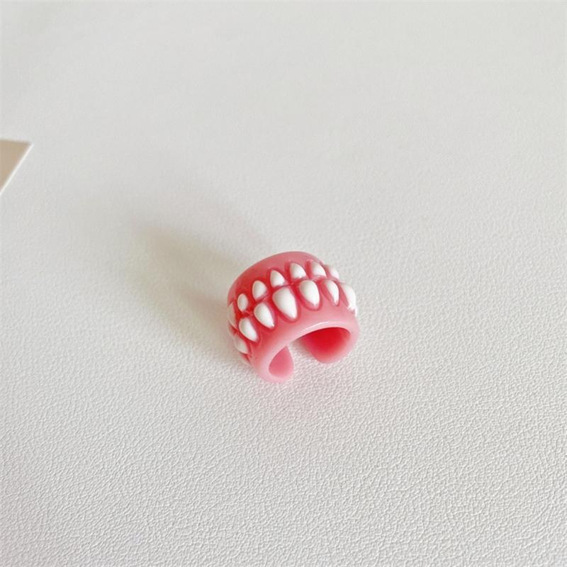 Creative Design Teeth Brackets Lovely Resin Rings for Women Men Open Lover Rings Fashion Ring Jewelry Accessories Gift