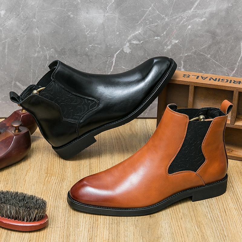 2025 High Quality Men Boots Stylish Male Shoes Thick Bottom Men Casual Boots Genuine Leather Men Wedding Dress Shoes