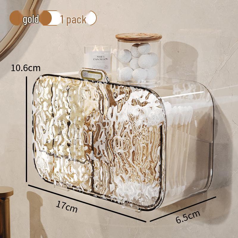 Wall-Mounted Transparent Storage Box for Cotton Pads, Lipstick, Rubber Bands, and Swabs