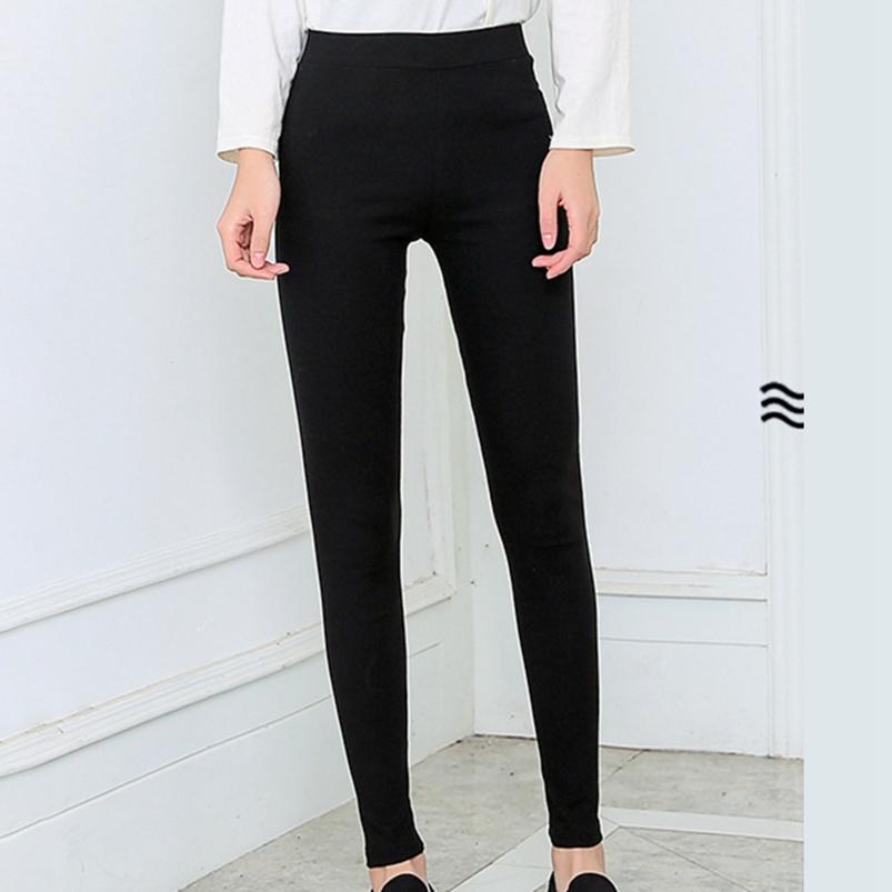 

1Pc Высокая талия Женские брюки-карандаши Брюки Полиэстер Стрейч Черный Дышащий Осень Длинные Брюки Однотонный Цвет