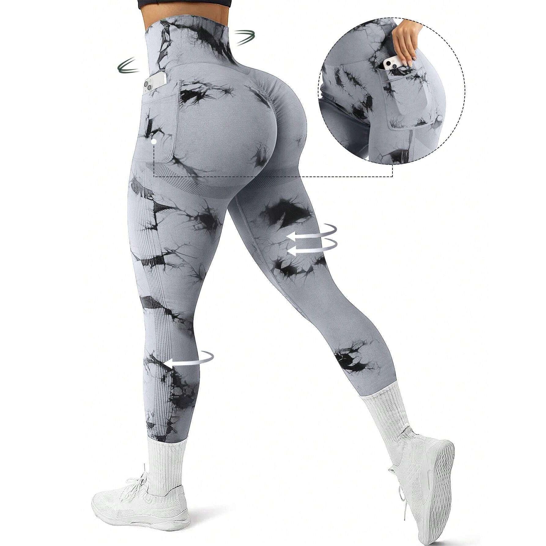 

Жіночі штани для йоги Tie-Dye із бічними кишенями – спортивний одяг із підйомом стегон Small (S)