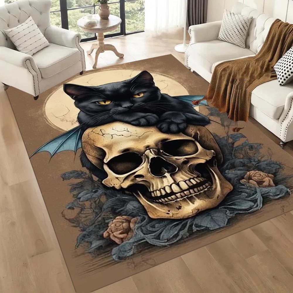 Black Cat In Stained Glass Floor Mats for Living Room, Bedroom and Room Decoration Are Suitable for Gifts.