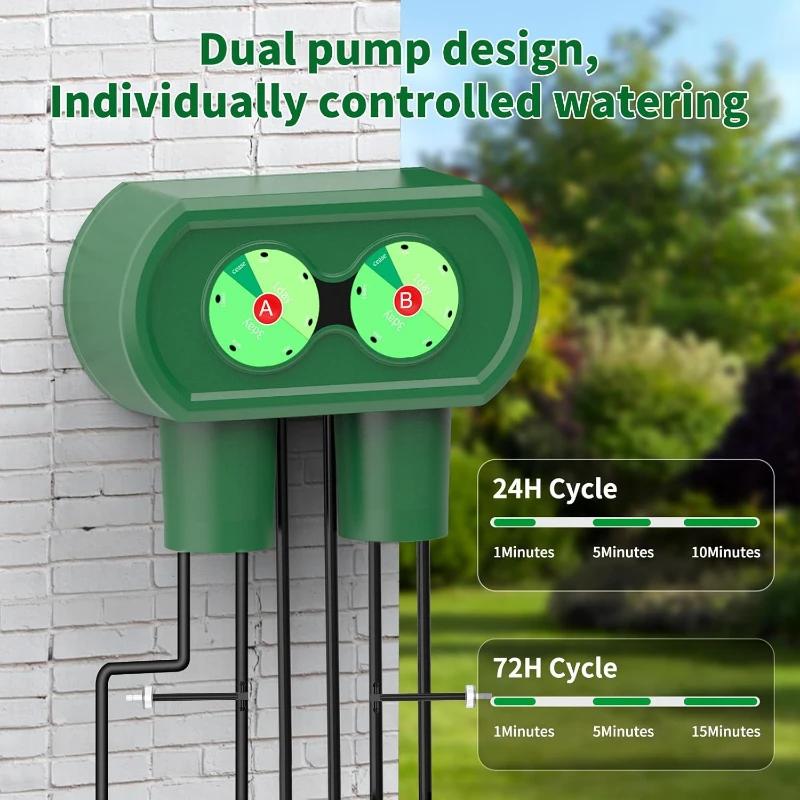 Solar Powered Automatic Drip Irrigation system,DIY Solar Powered Simple Watering Device,split Type Dual Pump Drip Irrigation Kit