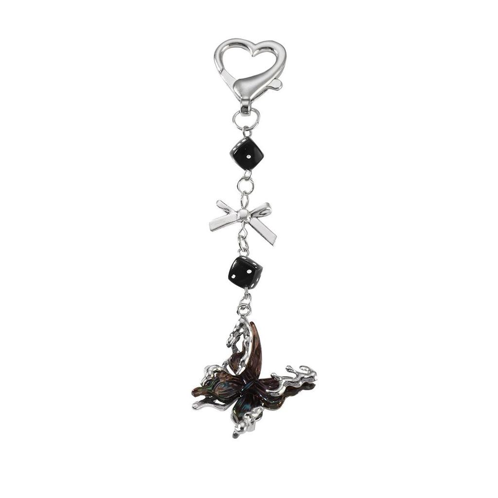 Adorable Multicolor 3D Butterfly Acrylic Bow Keychain Charm