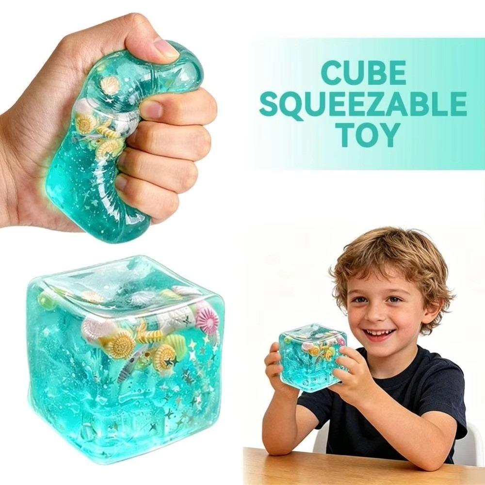 Transparent Ocean Cube Squeeze Toy Slow Rebound Ocean Cube Fidget Toy Pressure Reduce