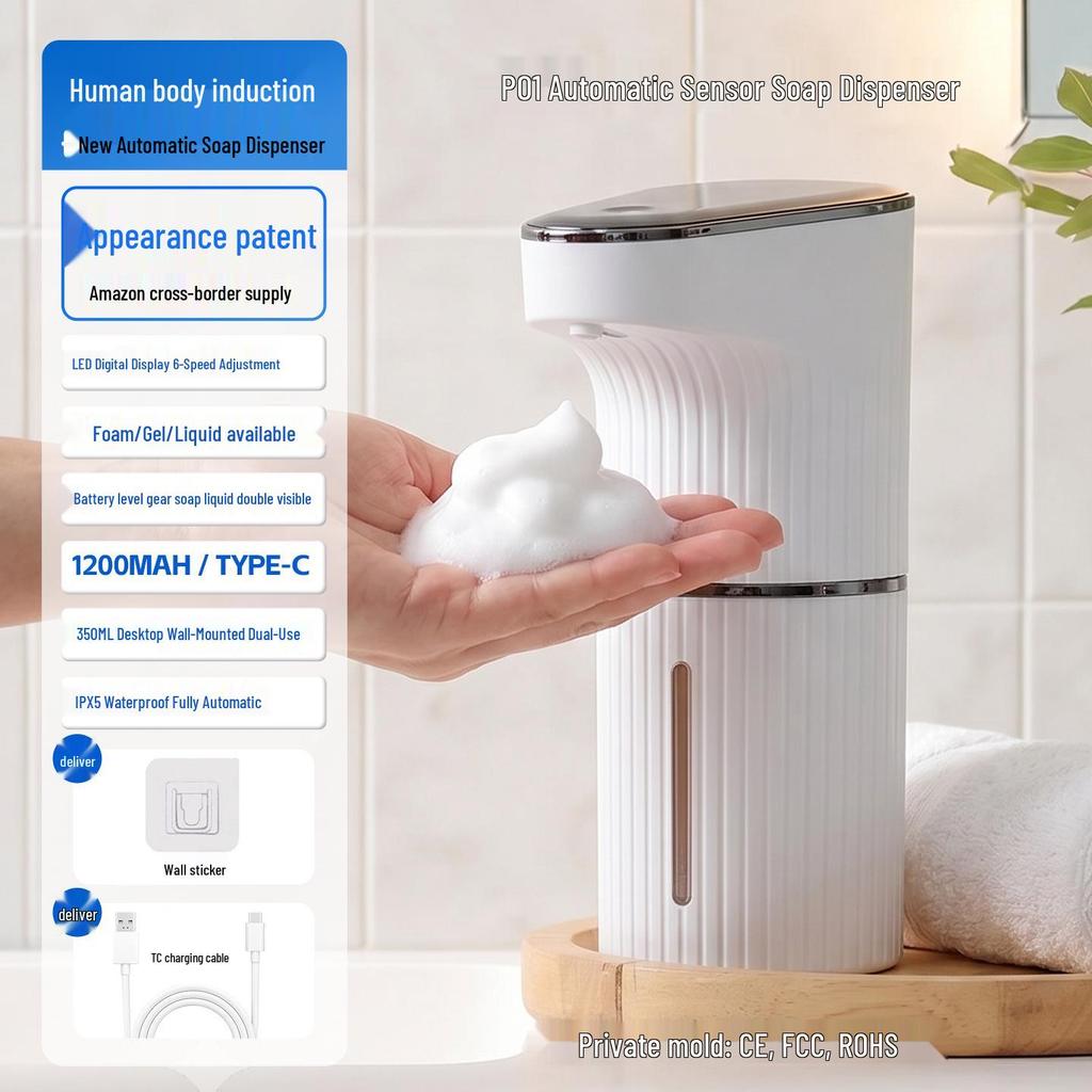 Automatic Sensor Soap Dispenser - No Installation Needed, Electric Foam for Home Bathroom
