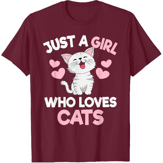 Just A Girl Who Loves Cats Cute Cat Lover Girls Kids T-Shirt