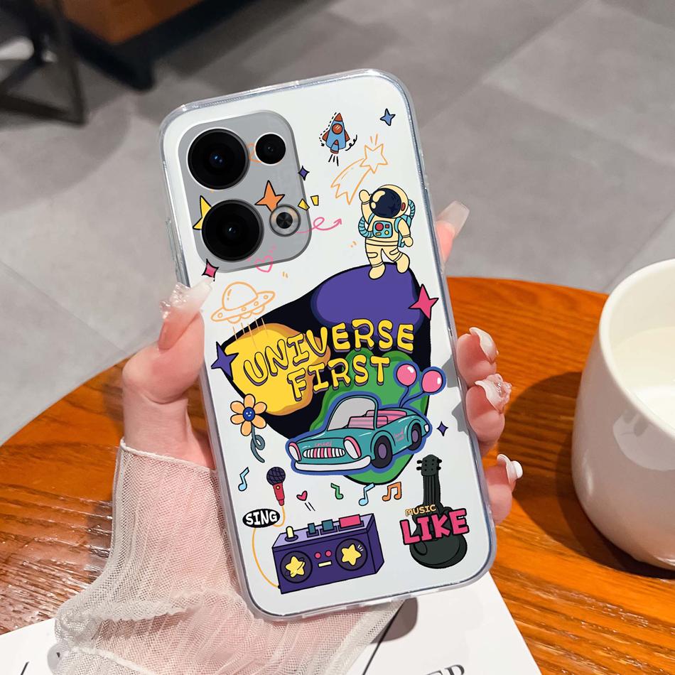 For Oppo Reno 13 Pro Phone Cases Leisure Flower Transparent Back Cover For Oppo Reno13 Pro 13Pro 5G Soft Slim Anti Drop Housing