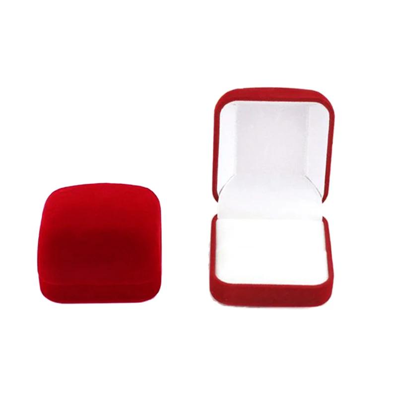 

Бархатная Ткань Серьги Кольцо Коробка Витрина Магазина Подставка для Ювелирных Изделий Коробка для Кольца для Предложения Руки и Сердца Подарочная Упаковочная Коробка красный