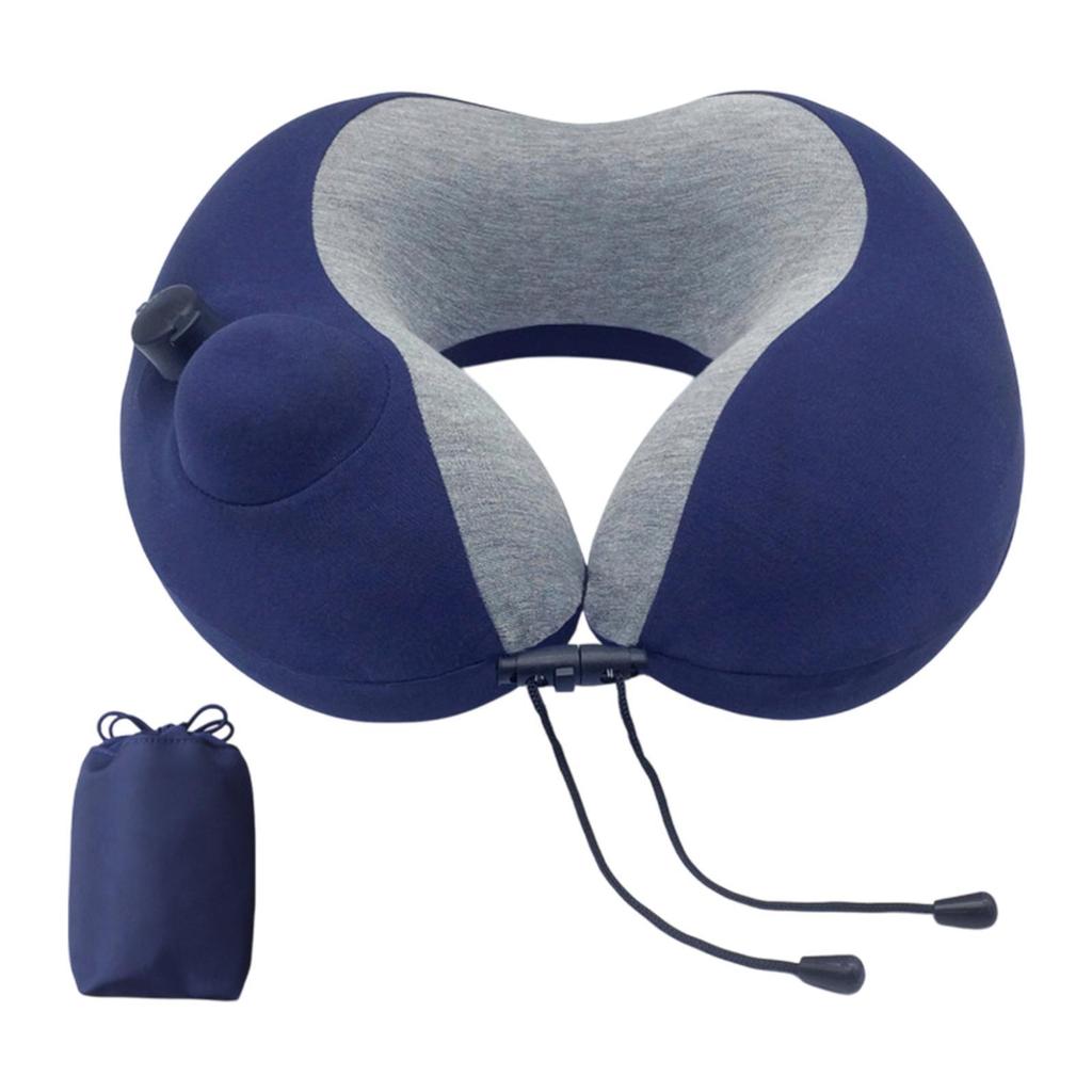 Inflatable Travel Pillow for Airplane 11.81inchx11.42inchx3.94inch Portable Soft Flying Reading Washable Cover for Train Driving