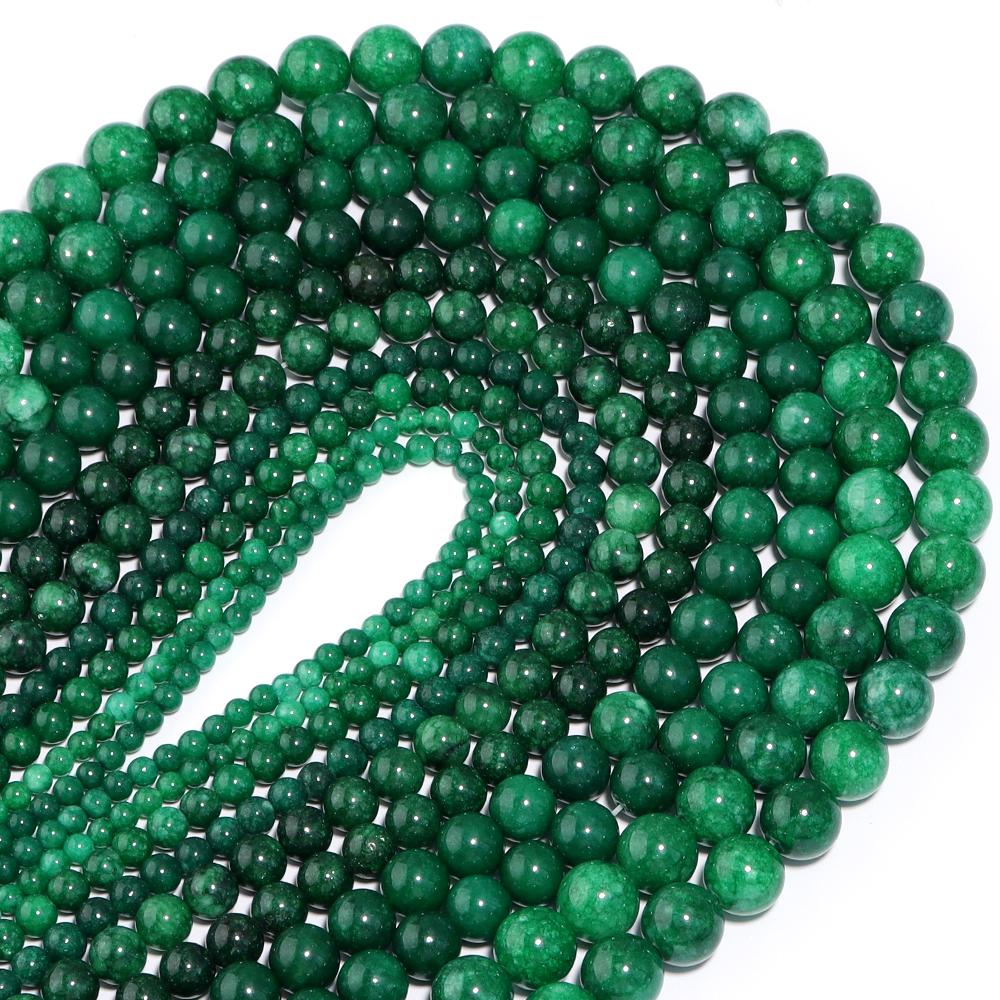 4 6 8 10 12mm Natural Green Jade Stone Beads Round Gemstone Loose Spacer Beads for DIY Jewelry Making Bracelet Necklace Supplies