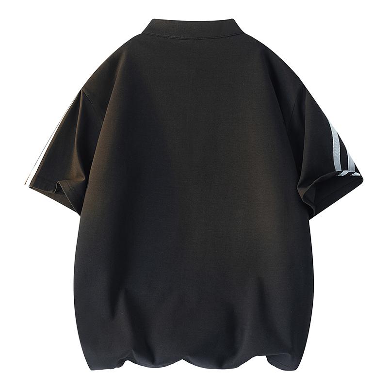 Stand Collar Half Zipper Short Sleeve T-shirt Men's Loose Casual Versatile Top