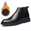 2025 Winterschuhe Herren Chelsea Boots Warmes Plüsch Flach Marke Schuhe Reines Schwarz Britischer Stil Winter Herren Stiefeletten