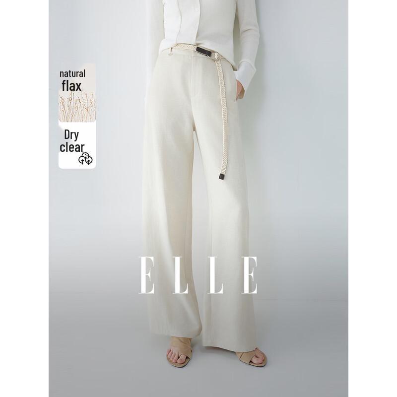 ELLE Women s Linen Blend Old Money Style Straight Pants S
