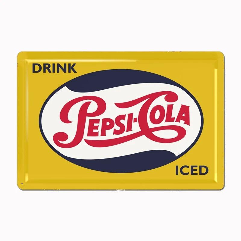 Vintage Kovové Plechové Značky Dekor Klasické Pepsi Umělecké Plakáty Severský Styl Kovová Plechová Plaketa pro Domácí Kuchyni Klub Hospodu Nástěnná Dekorace