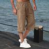 Men's Casual Cotton and Linen Sports Pants Summer Cotton and Linen Cropped Casual Pants